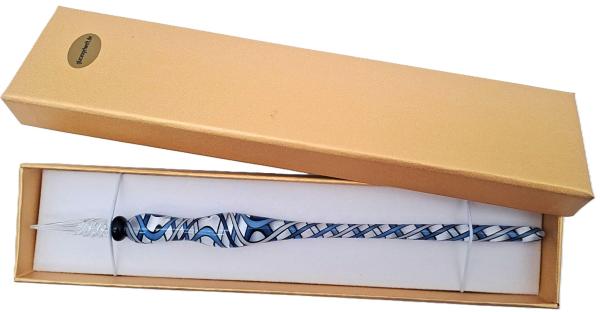 Tintenschreiber (transp./ blau-weiße Streifen)